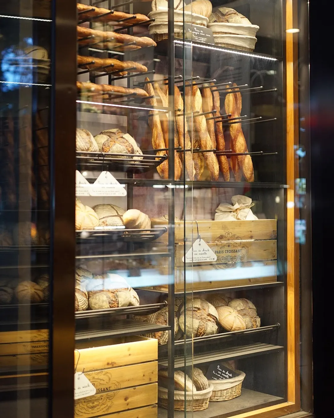 Shelves of fresh bread